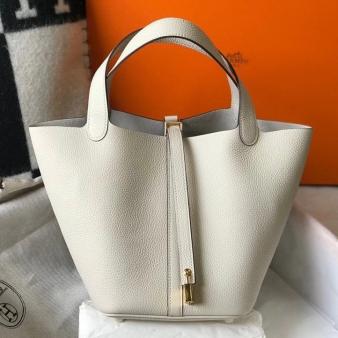 Beton Clemence Leather Hermes Picotin Lock 22 Bag