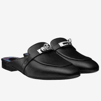 Black Calfskin Hermes Oz Mules