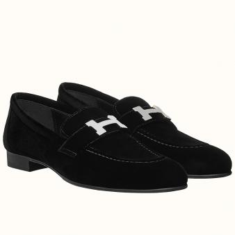 Black Velvet Hermes Paris Loafers