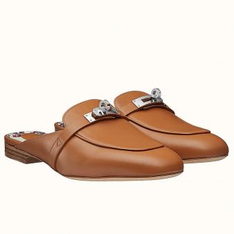 Brown Calfskin Hermes Oz Mules