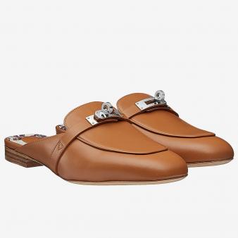 Caramel Calfskin Hermes Oz Mules