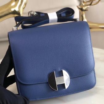 Hermes 2002 Bag 20cm In Blue Brighton Evercolor Calfskin