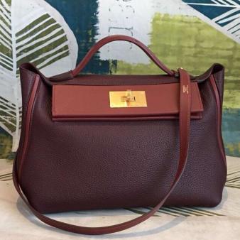 Hermes 24/24 Bag 29 In Bordeaux Clemence Calfskin