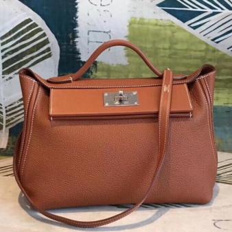 Hermes 24/24 Bag 29 In Brown Clemence Calfskin