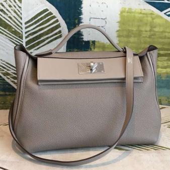 Hermes 24/24 Bag 29 In Gris Asphalt Clemence Calfskin