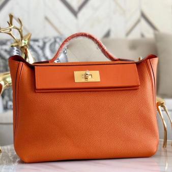 Hermes 24/24 Bag 29 In Pink Clemence Calfskin