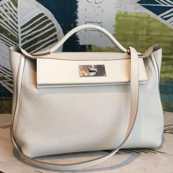 Hermes 24/24 Bag 29 In White Clemence Calfskin