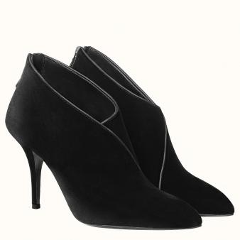 Hermes Ankle Boots Virginia in Black Velvet