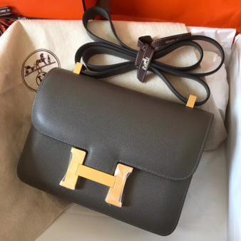 Hermes Ardoise Epsom Leather Constance 24 Handmade Bag