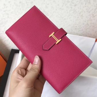 Hermes Bearn Gusset Wallet in Peach Epsom