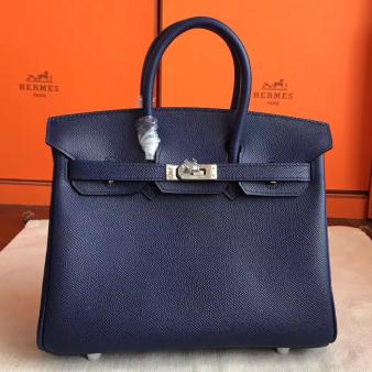 Hermes Birkin 25 Bag in Sapphire Epsom Calfskin