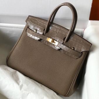 Hermes Birkin 25cm Limited Edition Taupe Touch Bag