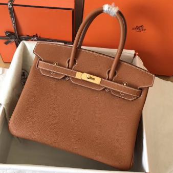 Hermes Birkin 30 Handmade Bag In Clemence Gold Leather