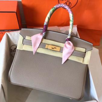 Hermes Birkin 30 Handmade Bag In Clemence Grey Leather