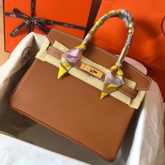 Hermes Birkin 30 Handmade Bag In Epsom Gold Leather