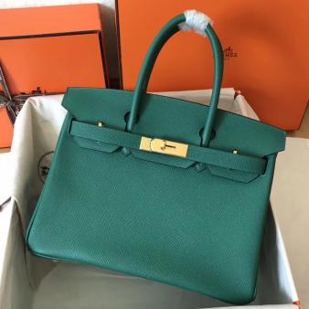 Hermes Birkin 30 Handmade Bag in Epsom Leather Malachite