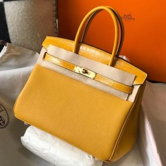 Hermes Birkin 30cm Limited Edition Yellow Touch Bag