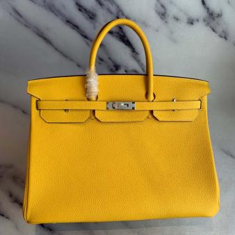 Hermes Birkin 40 Handmade Bag in Yellow Clemence Leather