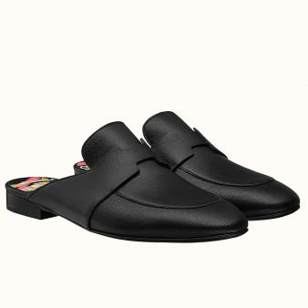 Best Hermes Black Calfskin Catena Mules