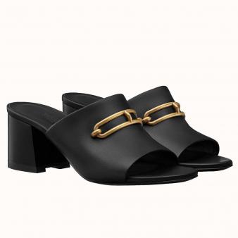 Hermes Black Calfskin Mules 60MM Camilla