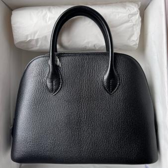 Hermes Black Chevre Mysore Leather Bolide 1923 25 Handmade Bag