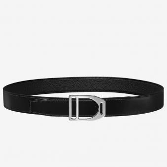 Hermes Black Clemence 32 MM Strap Etrier Buckle Belt