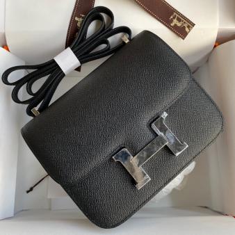 Hermes Black Epsom Calfskin Constance 18 Handmade Bag