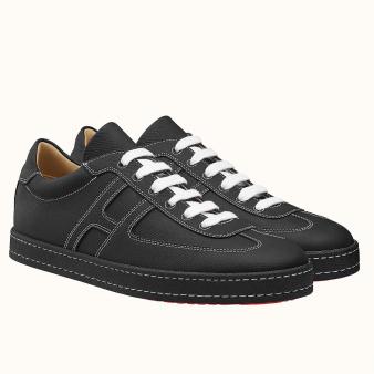 Hermes Black Epsom Leather Boomerang Sneakers