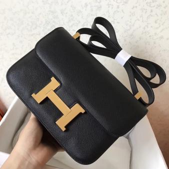 Hermes Black Epsom Leather Constance 24 Handmade Bag