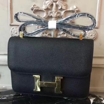 Hermes Black Epsom Leather Constance MM 24cm Bag