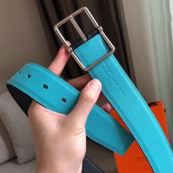 Hermes Bleu Obscur Reversible 38MM Saddle Belt