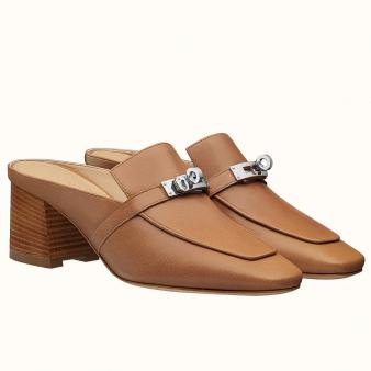 Hermes Blossom 60mm Brown Goatskin Mules