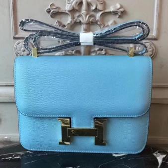 Hermes Blue Atoll Epsom Leather Constance MM 24cm Bag