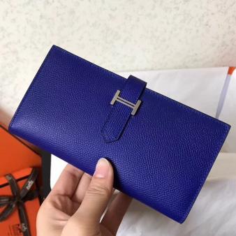 Hermes Blue Electric Epsom Bearn Gusset Wallet