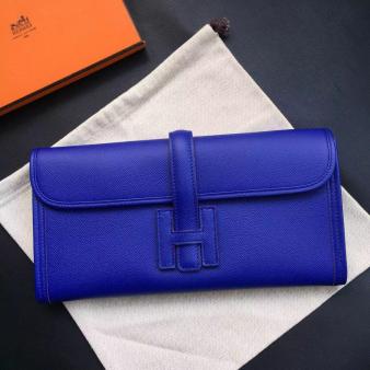 Hermes Blue Electric Epsom Calfskin Jige Elan 29 Clutch Bag