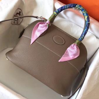 Hermes Bolide 27 Bag in Taupe Clemence Leather