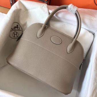 Hermes Bolide 27 Handmade Bag in Tourterelle Clemence Leather