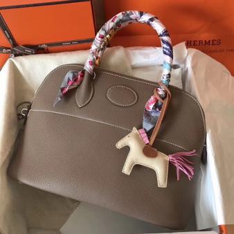 Hermes Bolide 31 Bag in Taupe Clemence Leather