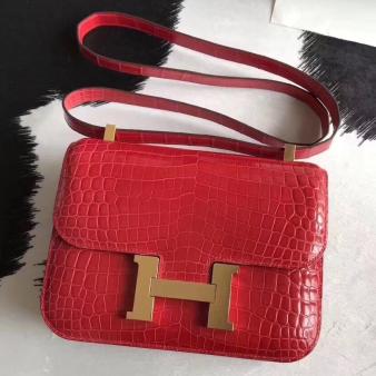 Hermes Braise Niloticus Crocodile Constance 24 Handmade Bag