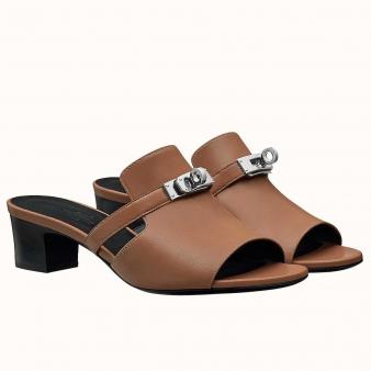 Hermes Brown Calfskin Candy 40mm Sandals