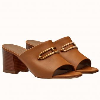 Hermes Brown Calfskin Mules 60MM Camilla