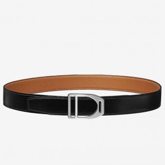 Hermes Brown Clemence 32 MM Strap Etrier Buckle Belt