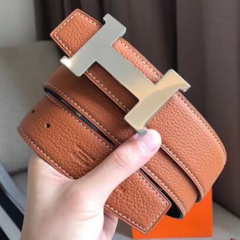 Hermes Brown Clemence 38 MM Constance Belt Buckle & Strap