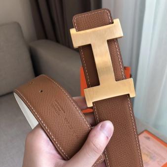 Hermes Brown/White Epsom 42MM Constance 2 Belt Buckle & Strap