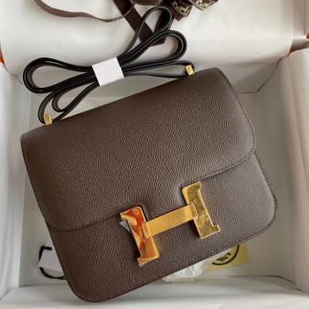 Hermes Chocolat Epsom Calfskin Constance 18 Handmade Bag