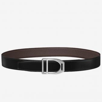 Hermes Chocolate Clemence 32 MM Strap Etrier Buckle Belt