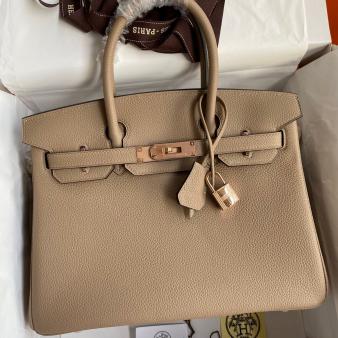 Hermes Clemence Leather 30 Retourne Handmade Bag In Trench