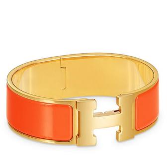 Hermes Clic Clac H PM Bracelet in Orange Enamel