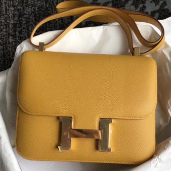 Hermes Constance 18 Handmade Bag in Epsom Leather Jaune