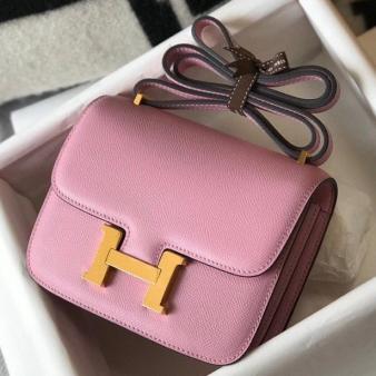 Hermes Constance 18 Handmade Bag in Epsom Leather Mauve Sylvestre